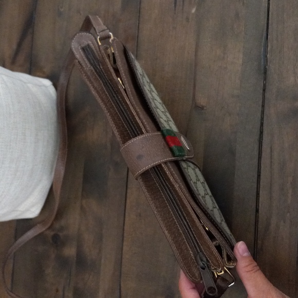 Authentic Vintage Gucci GG Monogram Supreme Sherry Web Ophidia Accordion Bag - Picture 7 of 12